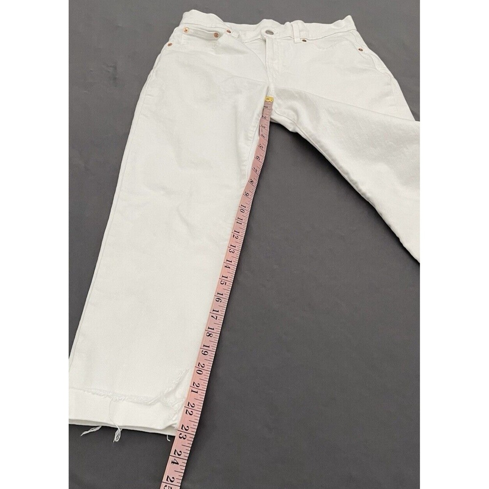 GAP Girlfriend Womens Size 6 Short Mid Rise White Raw Hem Jeans - Picture 13 of 14